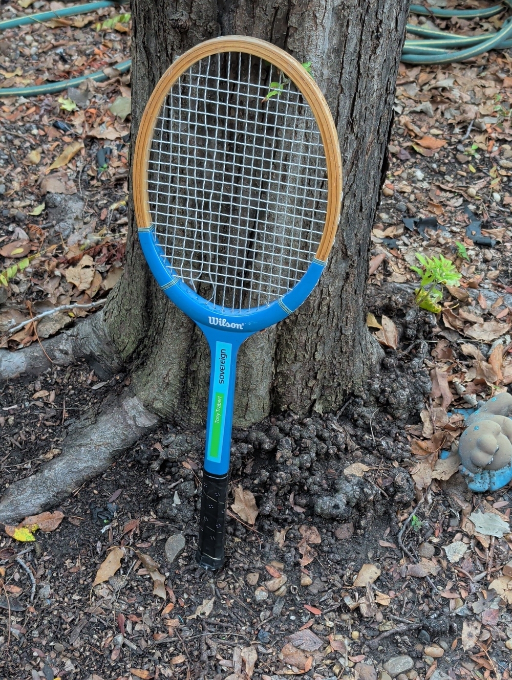 Wilson Blue and Natural Wood Vintage Tennis Racket